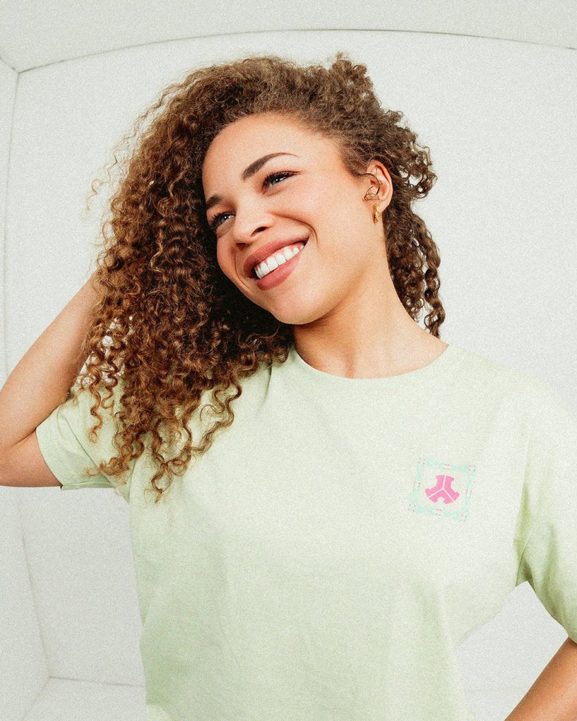107. T-shirt backprint Lime/Pink boyfriend fit - Defqon.1 Festival Store