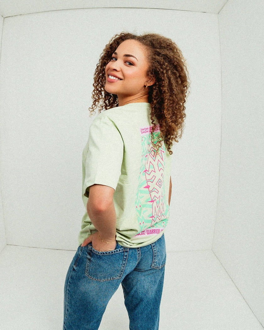 107. T-shirt backprint Lime/Pink boyfriend fit - Defqon.1 Festival Store